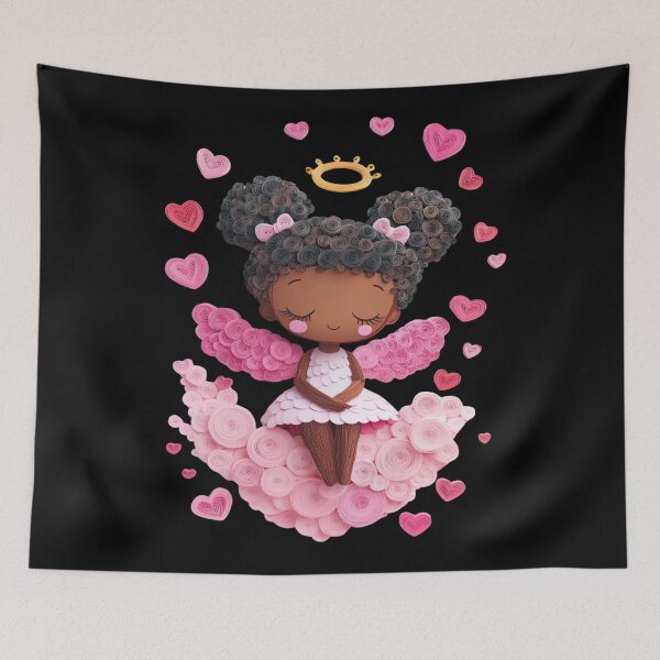 Item preview, African American Cute Cupid Girl designed and sold by PrintsByFrank.