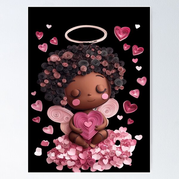 Item preview, African American Cute Cupid Girl designed and sold by PrintsByFrank.