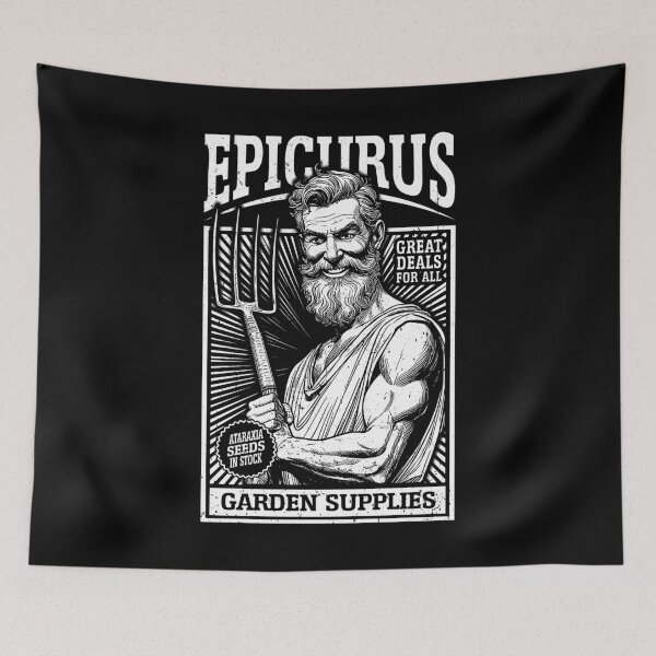 Item preview, Epicurus Garden Supplies Funny Philosophy Gardening Retro Ad designed and sold by GrandeDuc.