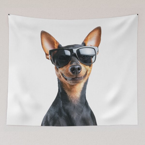 Item preview, Funny cool Miniature Pinscher Dog wearing sunglasses designed and sold by LazyOwlStore.