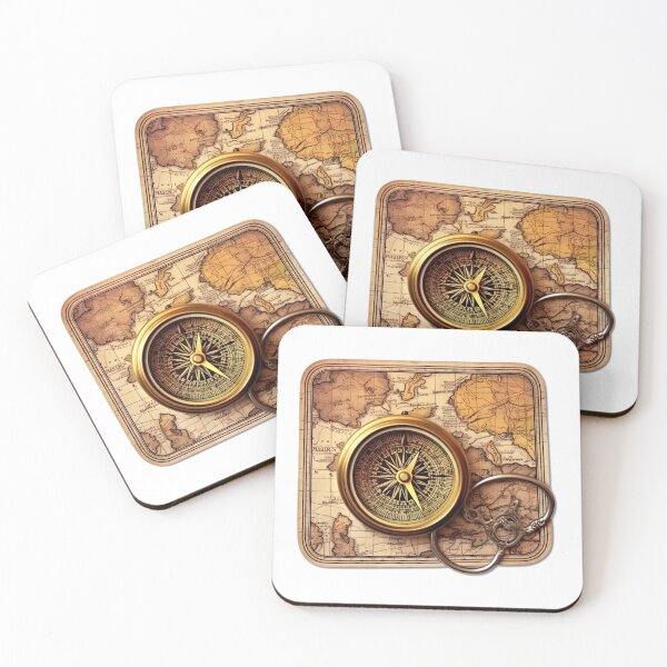 Item preview, Guiding Compass on Antique Map designed and sold by jgvisualarts.