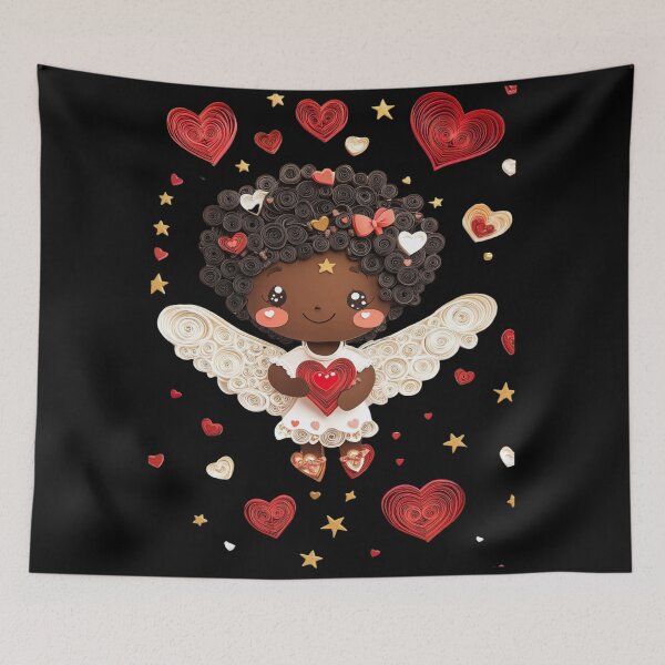 Item preview,  African American Cute Cupid Girl designed and sold by PrintsByFrank.