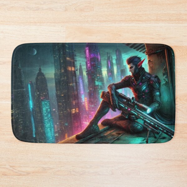 Item preview, AI generated elf sniper, dystopian fantasy designed and sold by AI-this-is-AI.