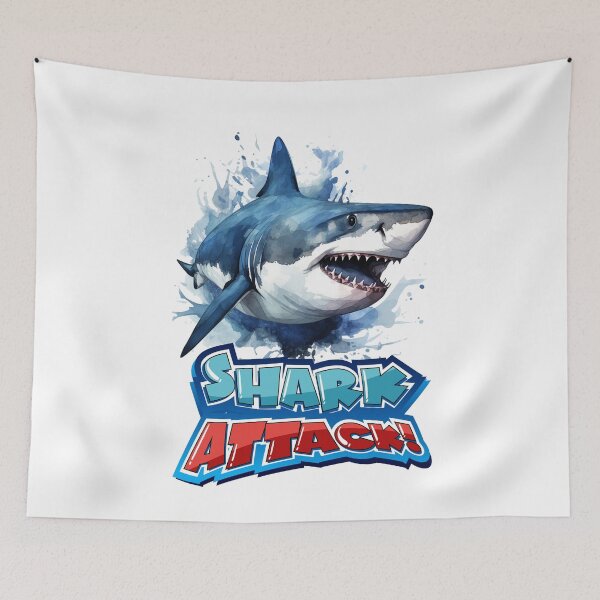 Item preview,   Blue and Dangerous Shark comming out Waves 3-aquatic  Summer theme designed and sold by CosmicNook1.