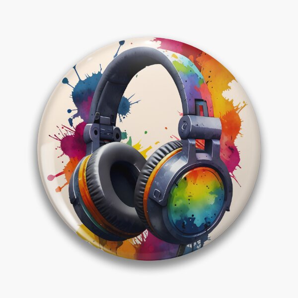 Artikelvorschau, Tune in to Art, Aquarell Audio Splash, lebendige abstrakte Kopfhörerkunst, Regenbogen-Musik inspirierte Wohndekoration, kreativer künstlerischer Sound entworfen und verkauft von Kintsugi99.