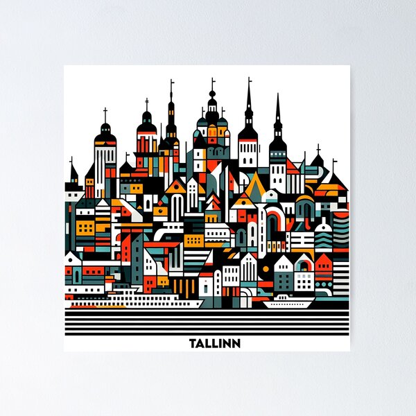 Item preview, Tallinn Cubism Art – Medieval Charm with a Modern Twist designed and sold by OzzFrequency.