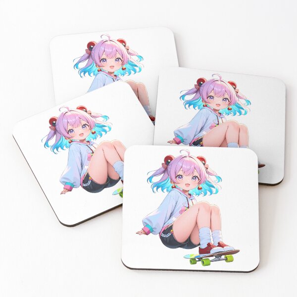 Item preview, Cute Kawaii performing stunt on her Skateboard designed and sold by RvinJo8.