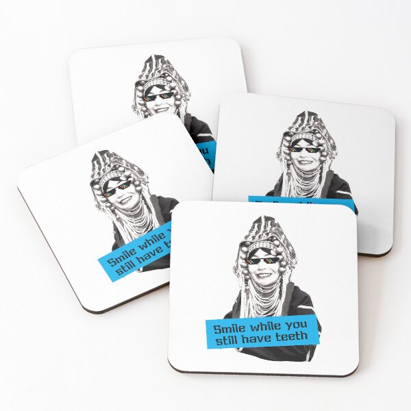 Item preview, Portrait Black and White Smile Akha woman Northern Thailand Tribe designed and sold by Bspaces.