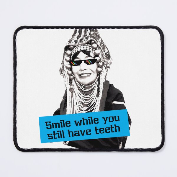 Item preview, Portrait Black and White Smile Akha woman Northern Thailand Tribe designed and sold by Bspaces.