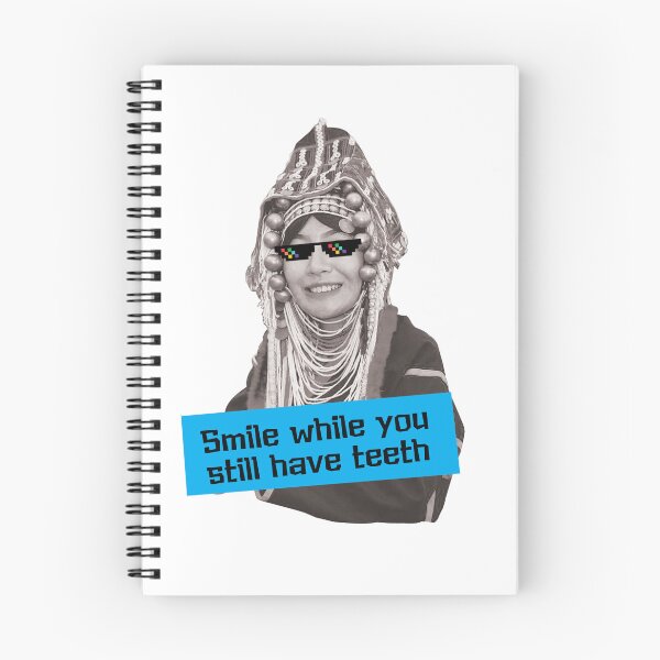 Item preview,  Portrait Black and White Smile Akha woman Northern Thailand Tribe designed and sold by Bspaces.