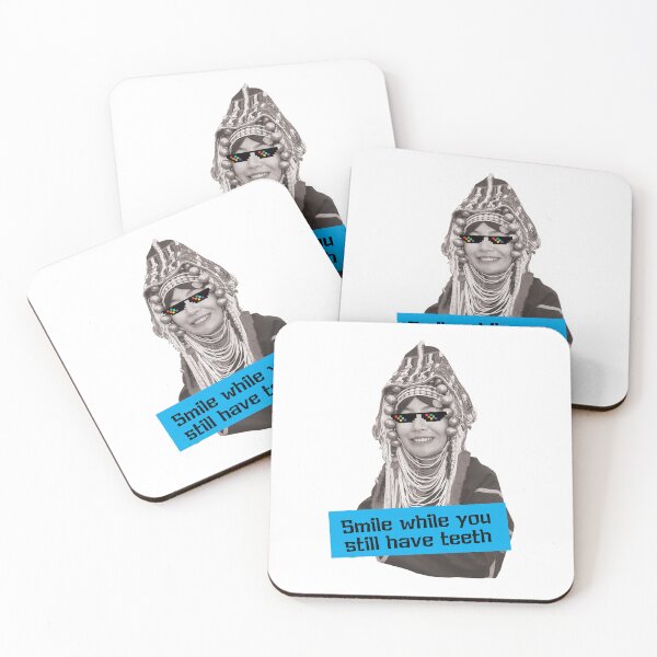 Item preview,  Portrait Black and White Smile Akha woman Northern Thailand Tribe designed and sold by Bspaces.