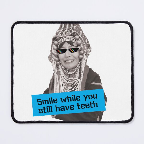 Item preview,  Portrait Black and White Smile Akha woman Northern Thailand Tribe designed and sold by Bspaces.