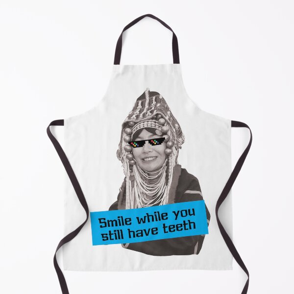Item preview,  Portrait Black and White Smile Akha woman Northern Thailand Tribe designed and sold by Bspaces.