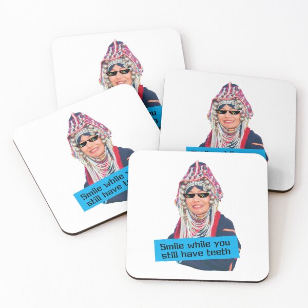 Item preview, Color Portrait Black and White Smile Akha woman Northern Thailand Tribe designed and sold by Bspaces.