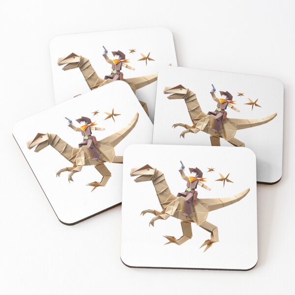 Artikelvorschau, Cowboy-Dinosaurier-Reiter, Cowboy reitet einen Dinosaurier im Origami-Stil, Lustige Shirts für Männer und Frauen entworfen und verkauft von DekoDesignsHub.