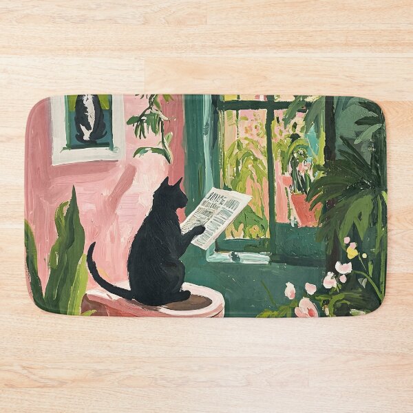 Item preview, Cat Reading Newspaper - Cool Bathroom Poster  designed and sold by my-sanity.