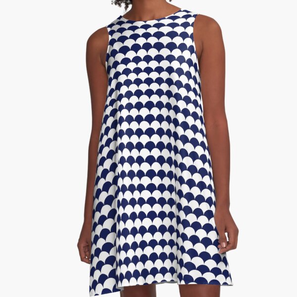 Blue White Pattern A-Line Dress
