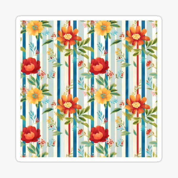 Shabby Chic Blue Striped Cottagecore Watercolor gifts Sticker