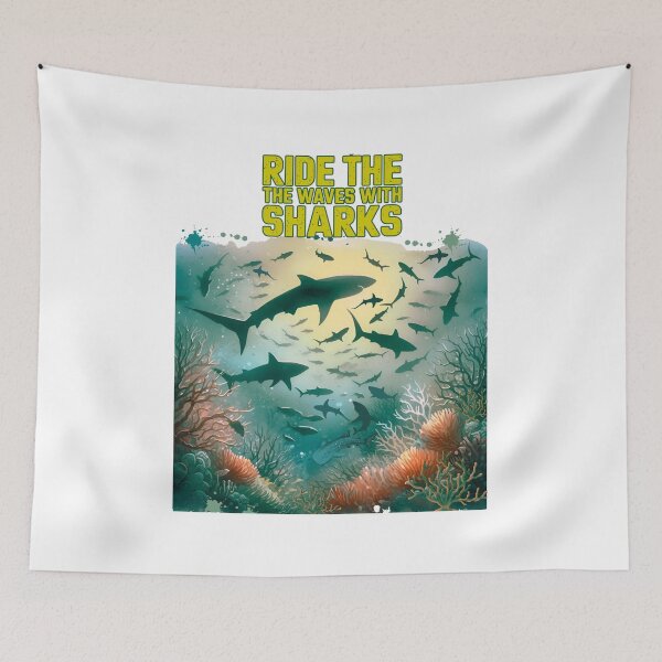 Item preview, Dangerous Sharks circiling 8-aquatic  Summer theme designed and sold by CosmicNook1.