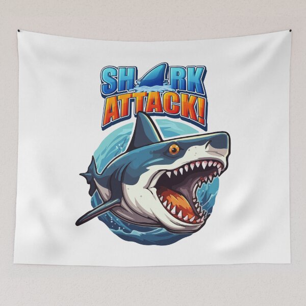 Item preview,   Blue and Dangerous Shark comming out Waves 4-aquatic  Summer theme designed and sold by CosmicNook1.
