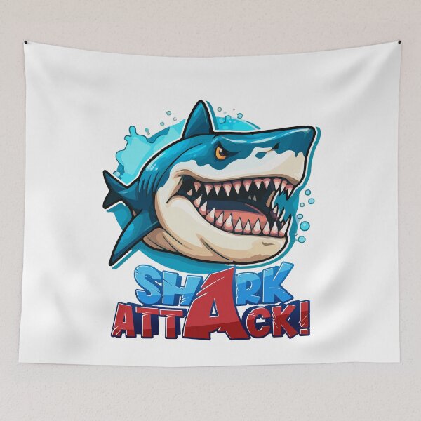 Item preview, Blue and Dangerous Shark comming out Waves 6-aquatic  Summer theme designed and sold by CosmicNook1.