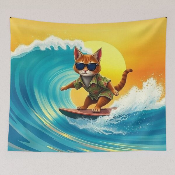 Item preview, Surfer Cat in the tube designed and sold by JackFreestone.