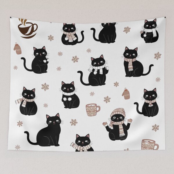 Item preview, Cozy Winter Vibes Black Cat Coffee Companion designed and sold by Kia Blaze.