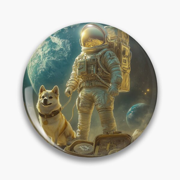Item preview, Doge coin dog and bitcoin crypto on the moon designed and sold by OldSeaFox.