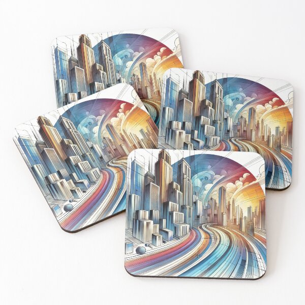Item preview, Futuristic color metropolis in bright colors designed and sold by Sigtrix.