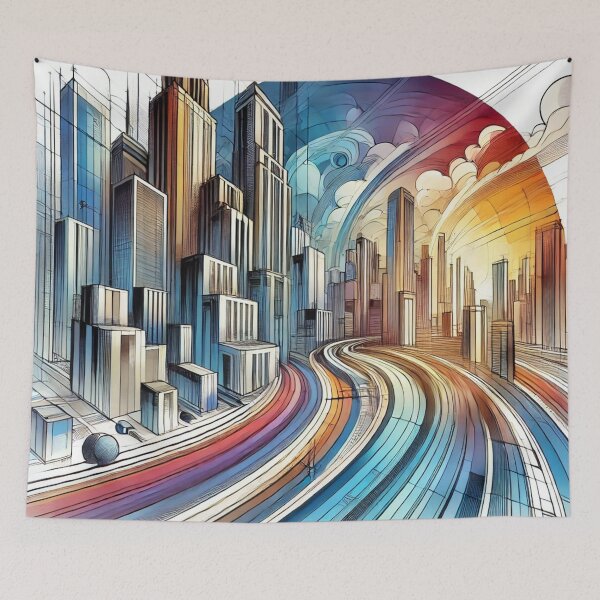 Item preview, Futuristic color metropolis in bright colors designed and sold by Sigtrix.