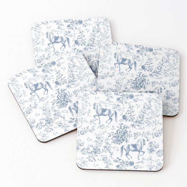 Item preview, Elegant Classy Vintage Blue Saddled Horse Floral Toile designed and sold by tanjica.