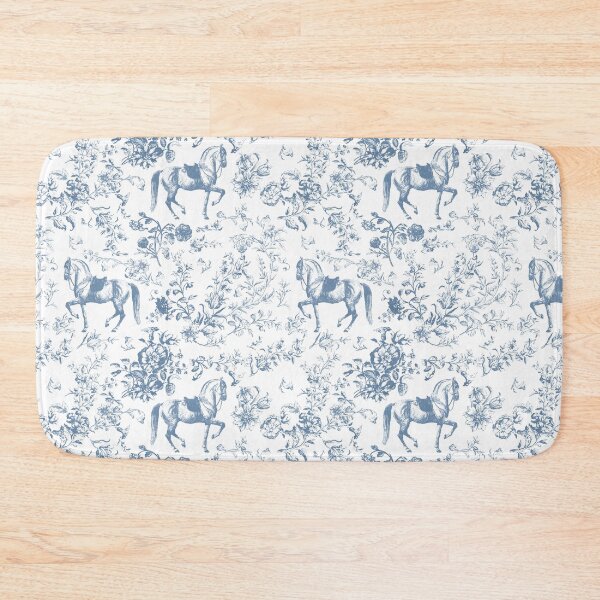 Item preview, Elegant Classy Vintage Blue Saddled Horse Floral Toile designed and sold by tanjica.