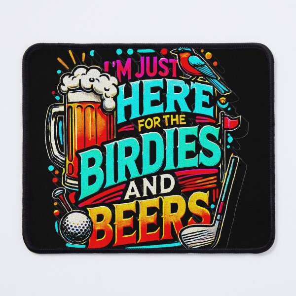 Item preview, Playful and vibrant design featuring the slogan "I’m Just Here for the Birdies and Beers," perfect for golf and beer lovers. A fun mix of golf elements and a frothy beer mug with bright. designed and sold by apparelnice.