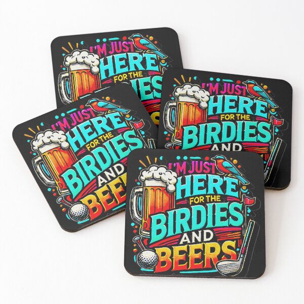 Item preview, Playful and vibrant design featuring the slogan "I’m Just Here for the Birdies and Beers," perfect for golf and beer lovers. A fun mix of golf elements and a frothy beer mug with bright. designed and sold by apparelnice.