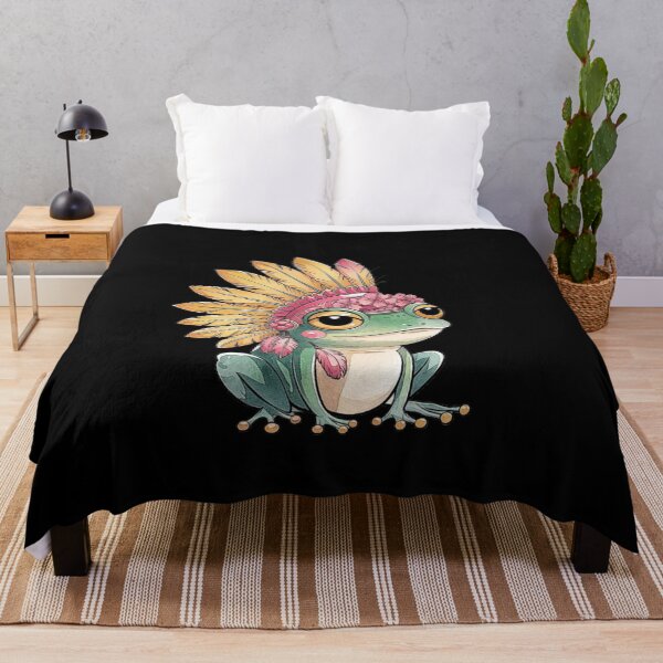 Item preview, Adorable Frog with Tribal Feather Headdress Illustration - For Frogs Lovers designed and sold by love3617.