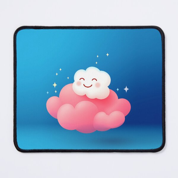 Item preview, Smiling White Cloud Vector Illustration on Blue Background designed and sold by GoldenTealArts.
