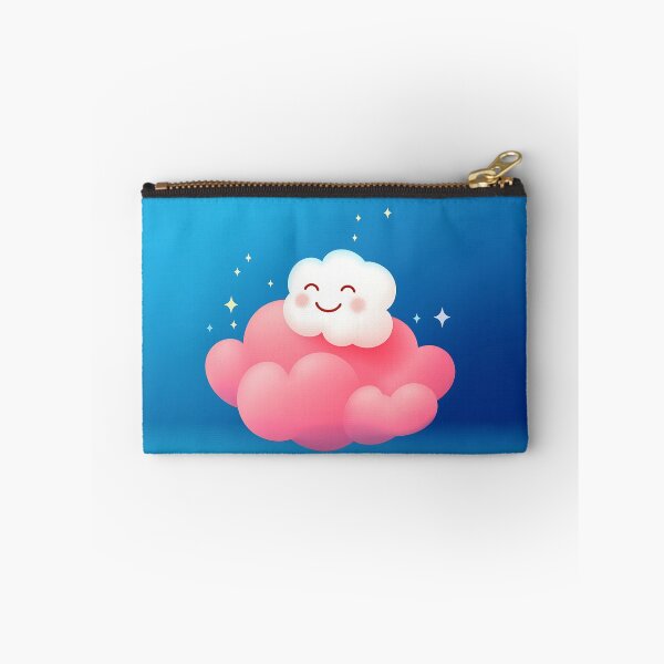Item preview, Smiling White Cloud Vector Illustration on Blue Background designed and sold by GoldenTealArts.