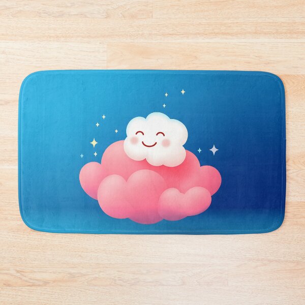 Item preview, Smiling White Cloud Vector Illustration on Blue Background designed and sold by GoldenTealArts.