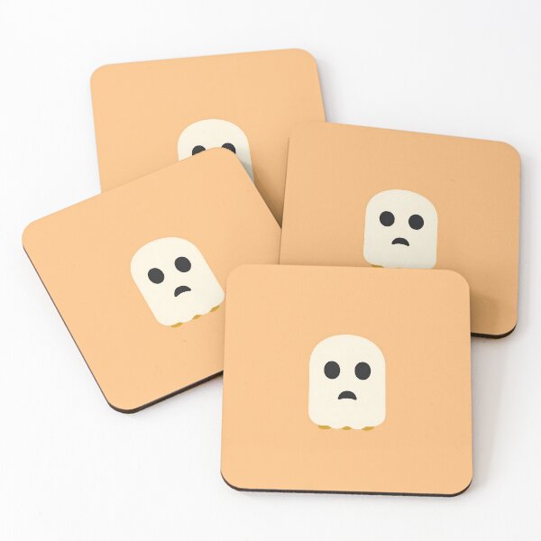Item preview, Sad Ghost Illustration on Orange Background designed and sold by GoldenTealArts.