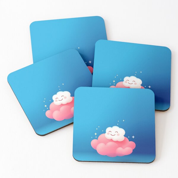 Item preview, Smiling White Cloud Vector Illustration on Blue Background designed and sold by GoldenTealArts.