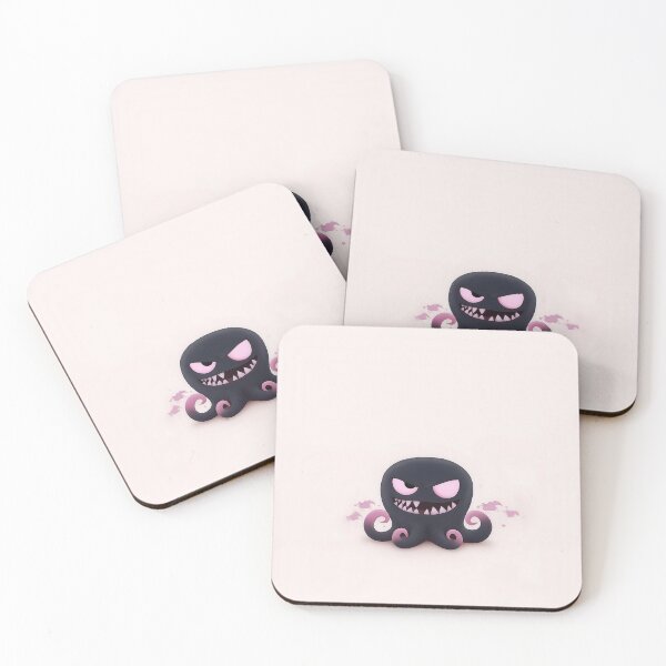 Item preview, Cute Evil Black Octopus Vector Illustration with Pink Eyes designed and sold by GoldenTealArts.