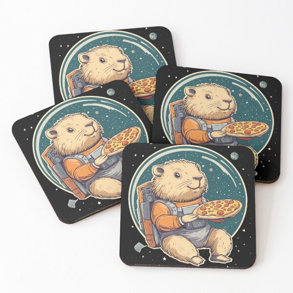 Item preview, Space Capybara Design - Astronaut Enjoying Pizza designed and sold by VisualArtsOasis.