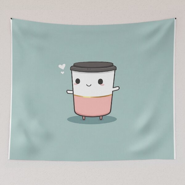 Item preview, Happy Coffee Cup Character Illustration designed and sold by GoldenTealArts.
