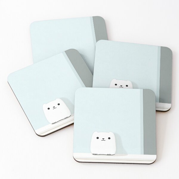 Item preview, White Bear Illustration on Pastel Blue Background designed and sold by GoldenTealArts.