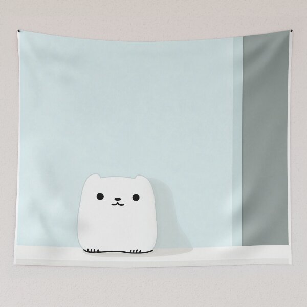 Item preview, White Bear Illustration on Pastel Blue Background designed and sold by GoldenTealArts.