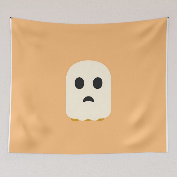 Item preview, Sad Ghost Illustration on Orange Background designed and sold by GoldenTealArts.