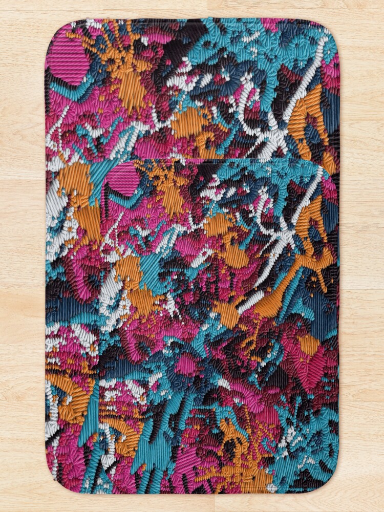 Thumbnail 5 of 6, Bath Mat, Embroidery Splash Pattern designed and sold by RWT-Design.