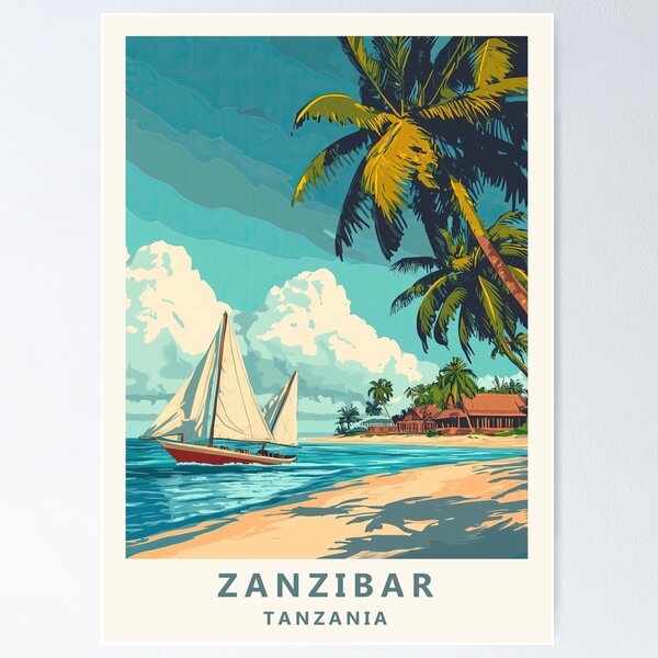 Item preview, Zanzibar, Tanzania, travel poster designed and sold by JJAArt.