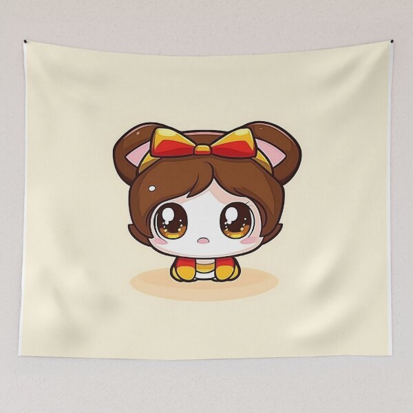 Item preview, Cute Chibi Character With Brown Hair And Yellow Bow designed and sold by GoldenTealArts.