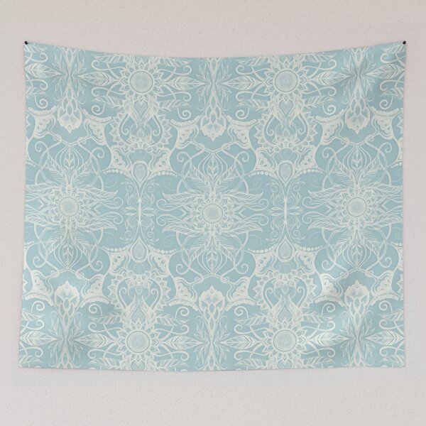 Item preview, Floral Pattern in Duck Egg Blue & Cream designed and sold by micklyn.
